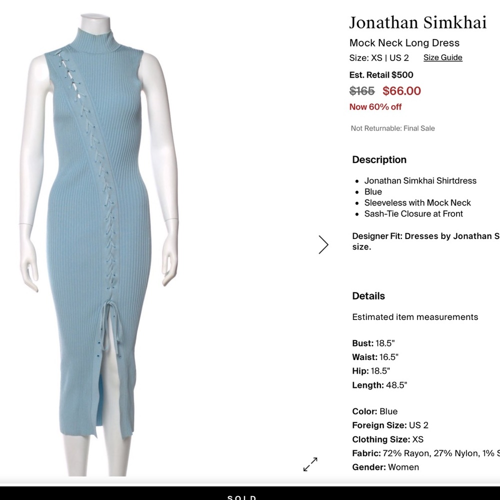 Jonathan Simkhai light blue dress Sz XS-2